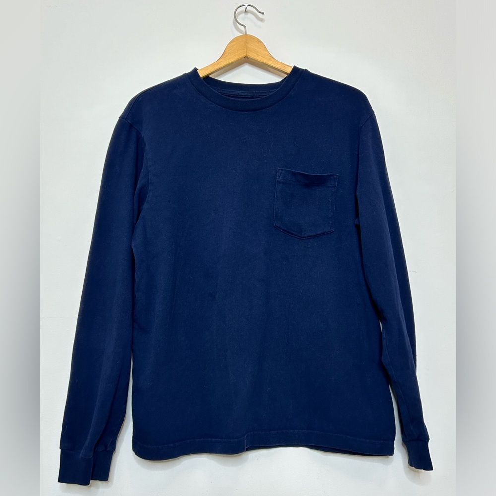 Navy Crew Neck Long Sleeve Pocket Tee (Gap)